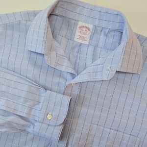 Brooks Brothers Light Blue Windowpane Dress Shirt 15½-34 Traditional Fit